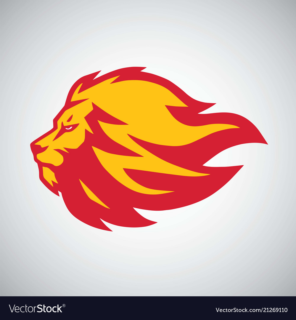 Lion flame fire logo design.