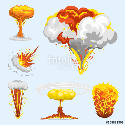 Cartoon explosion boom effect animation game sprite sheet.