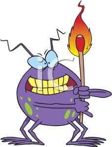 Firebug with a Lit Match Clipart Image.