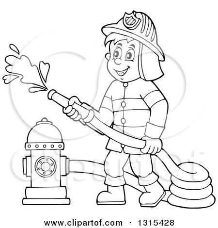 Firefighter Clipart Black And White.