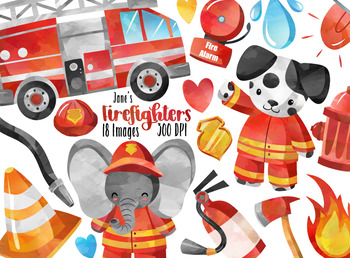 Watercolor Firefighters Clipart.
