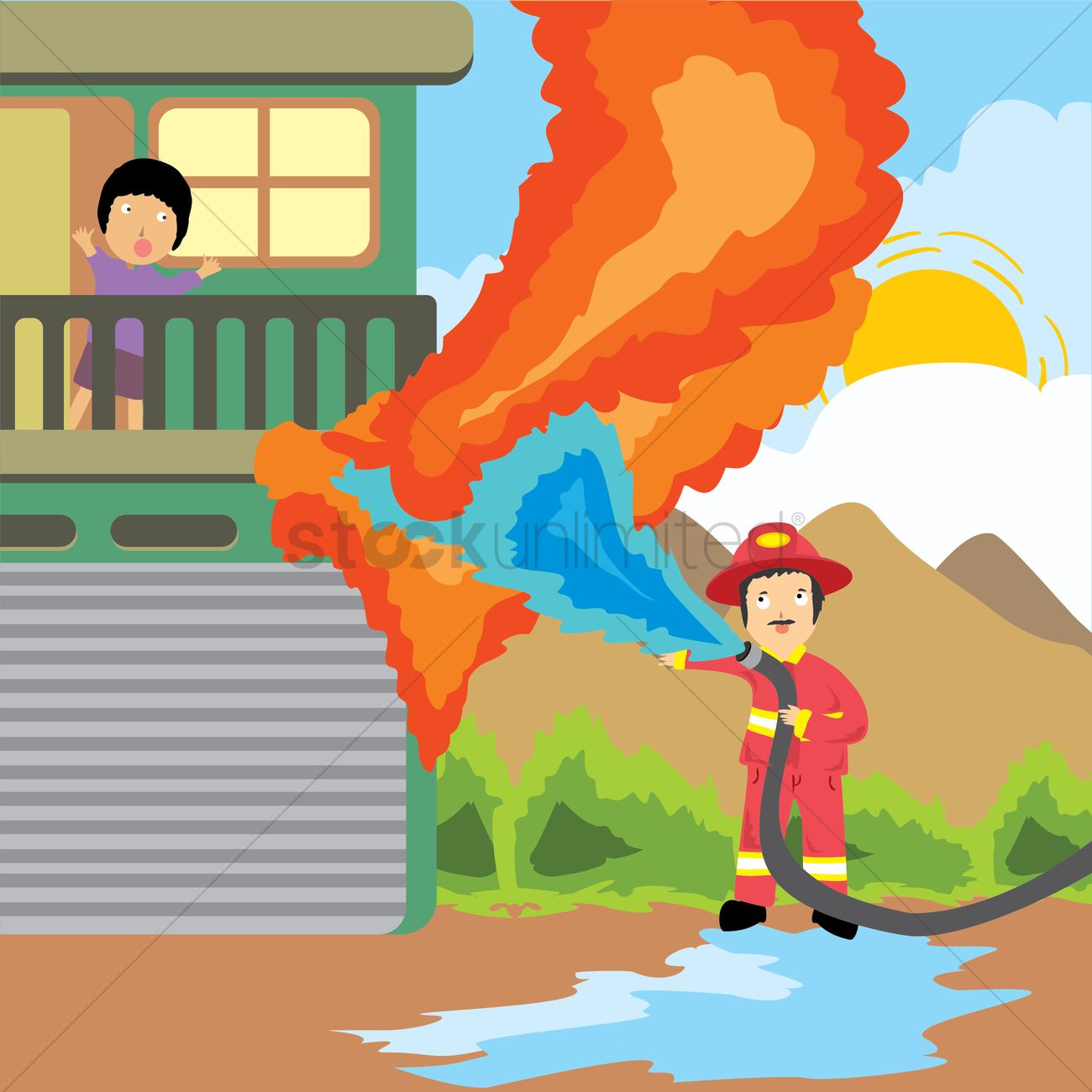 Fireman Putting Out Fires Clip Art