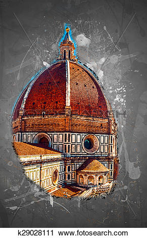 Clipart of The Basilica di Santa Maria del Fiore, Florence, Italy.