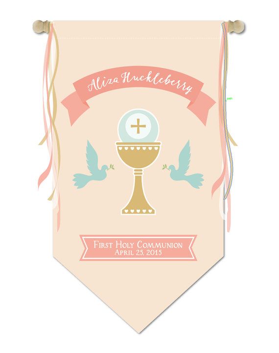 Pew Marker Holy First Communion Ceremony Banner by.