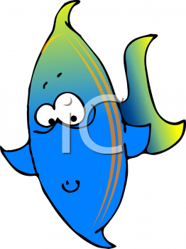 Cartoon Clipart Picture Of A Colorful Tropical Fish.