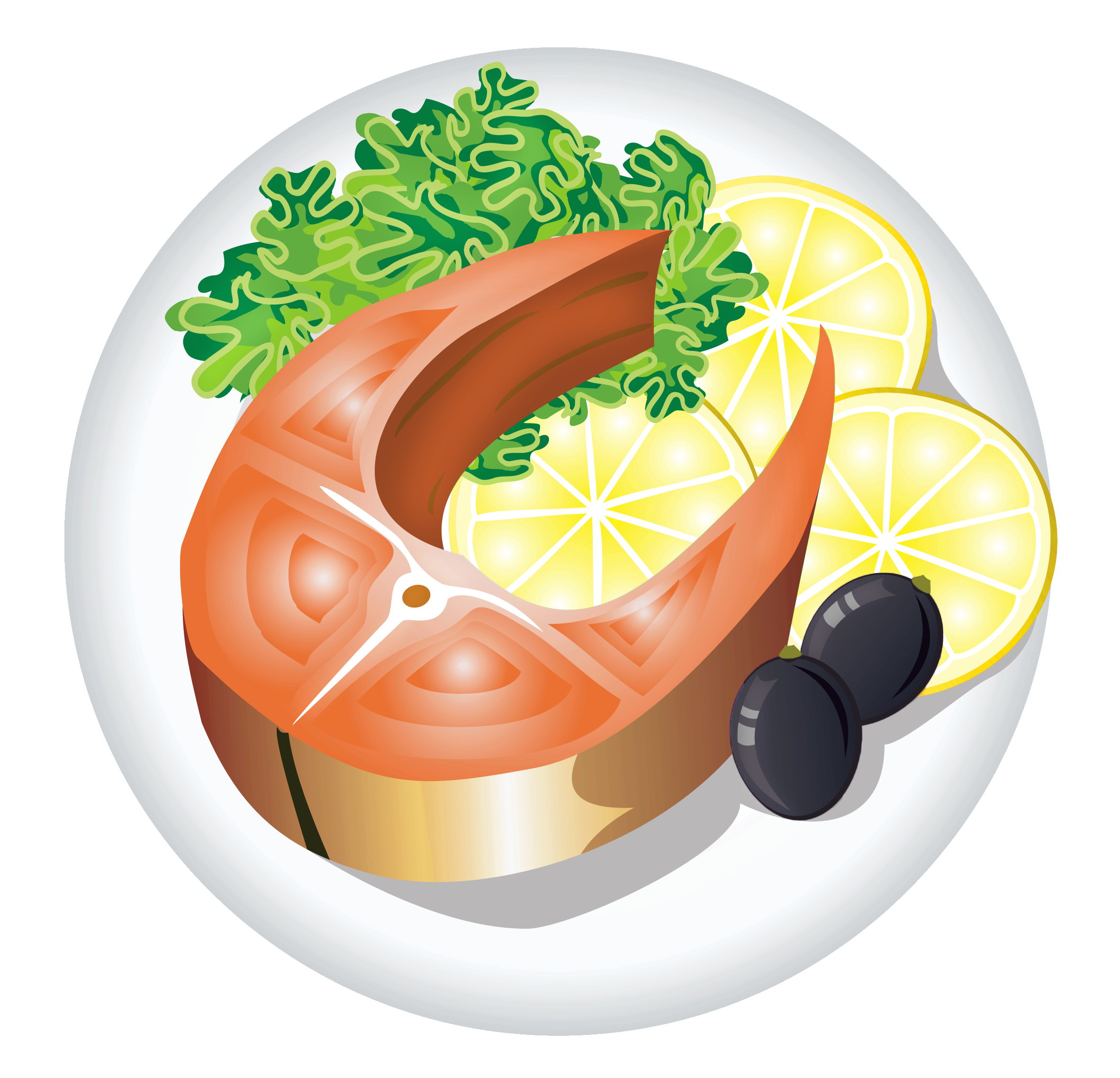 Fish Dish with Lemon PNG Clipart Image.