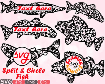 Fish frame clipart Fishing T Shirt Trout Freshwater flower heart nautical  626s.