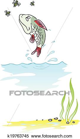 Fish jumping out of water Clipart.