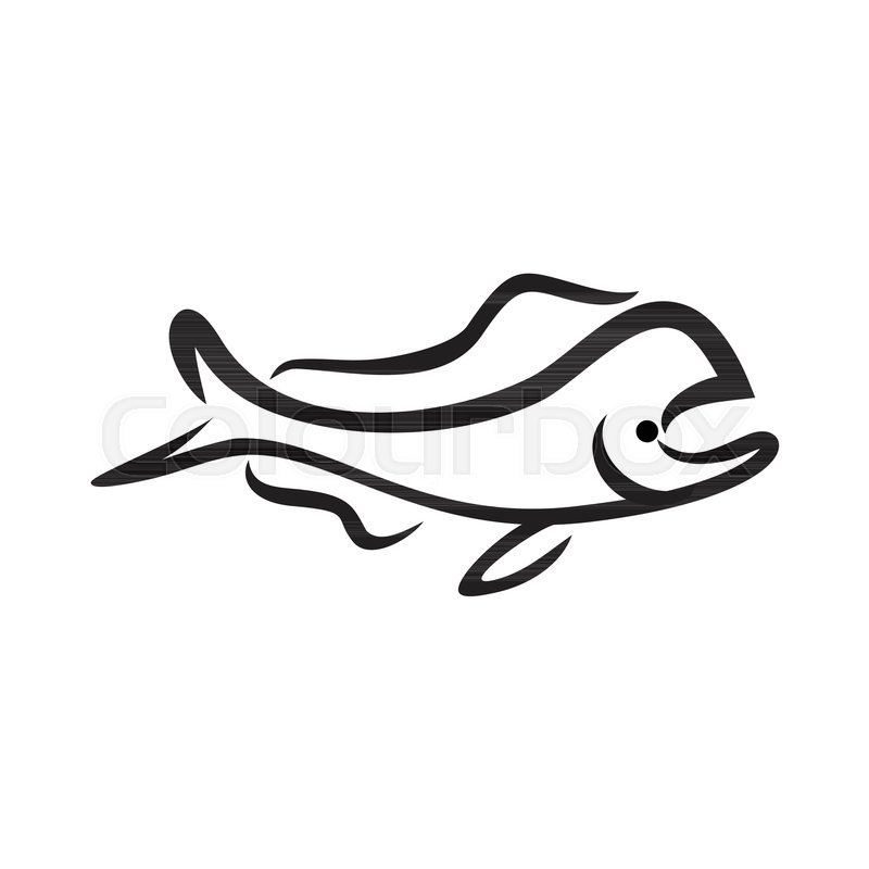 Abstract Fish Shape Line Art Symbol.