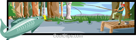 fishing scene Royalty Free Vector Clip Art illustration.