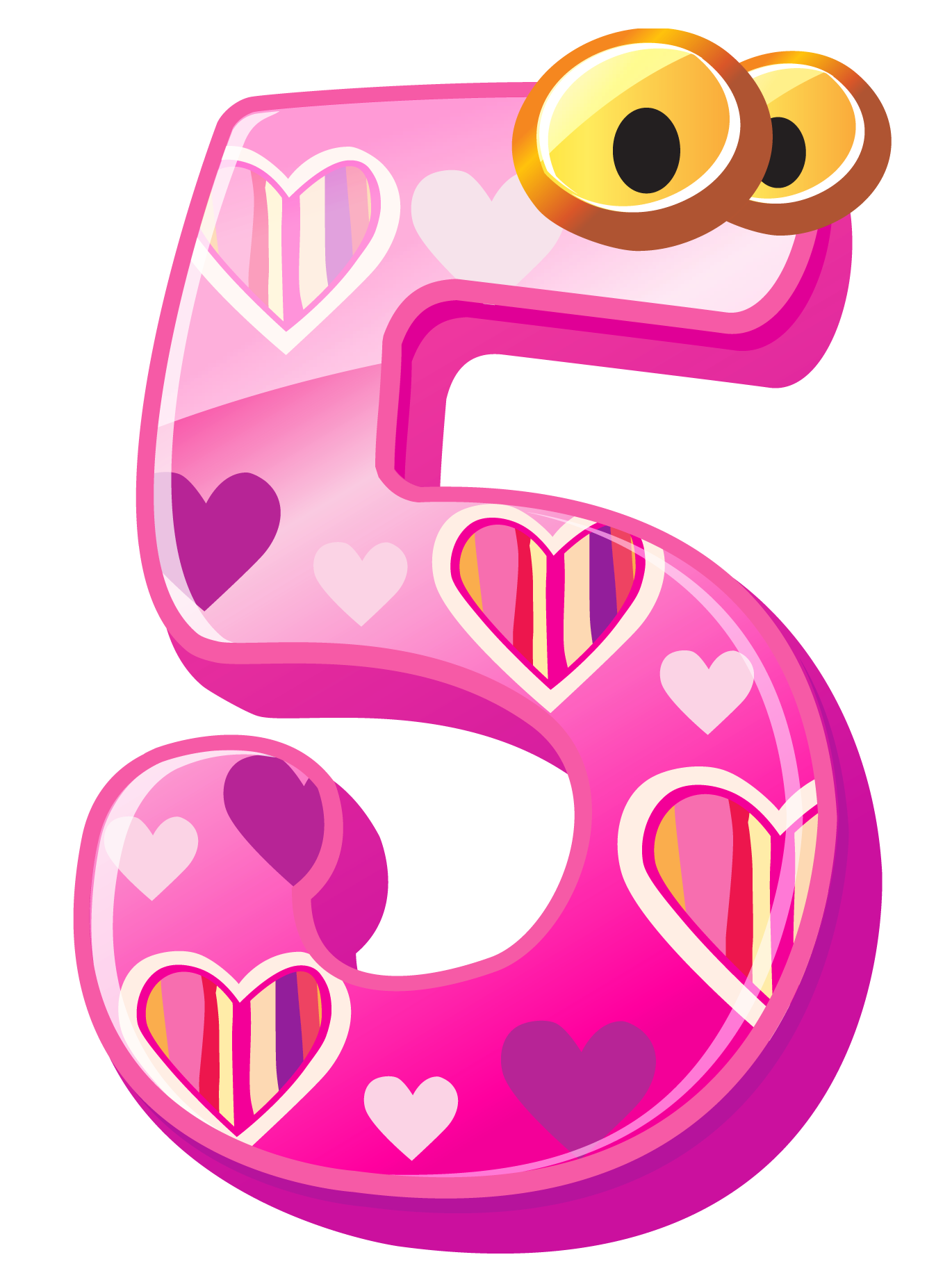 Cute Number Five PNG Clipart Image.