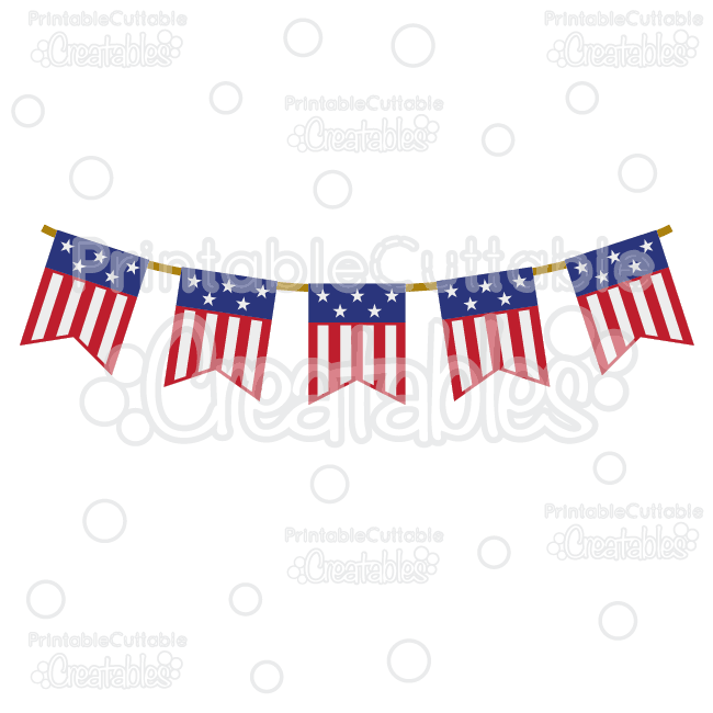 Patriotic Flag Banner Free SVG Cutting File & Clipart.