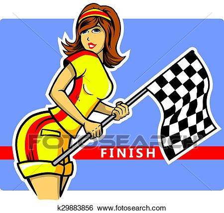 Race Flag Girl Clip Art.