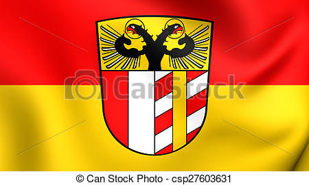 Drawings of Flag of Bavarian Swabia, Germany. Close Up.