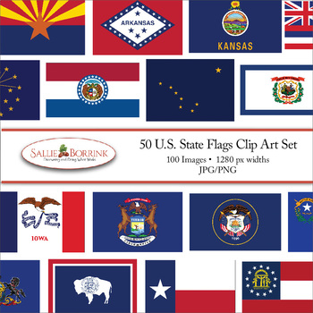 50 U.S. State Flags Clip Art.
