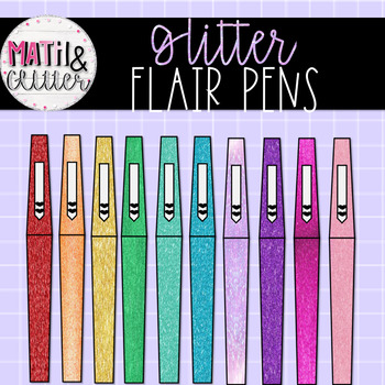 10 Glitter Flair Pen Clipart.