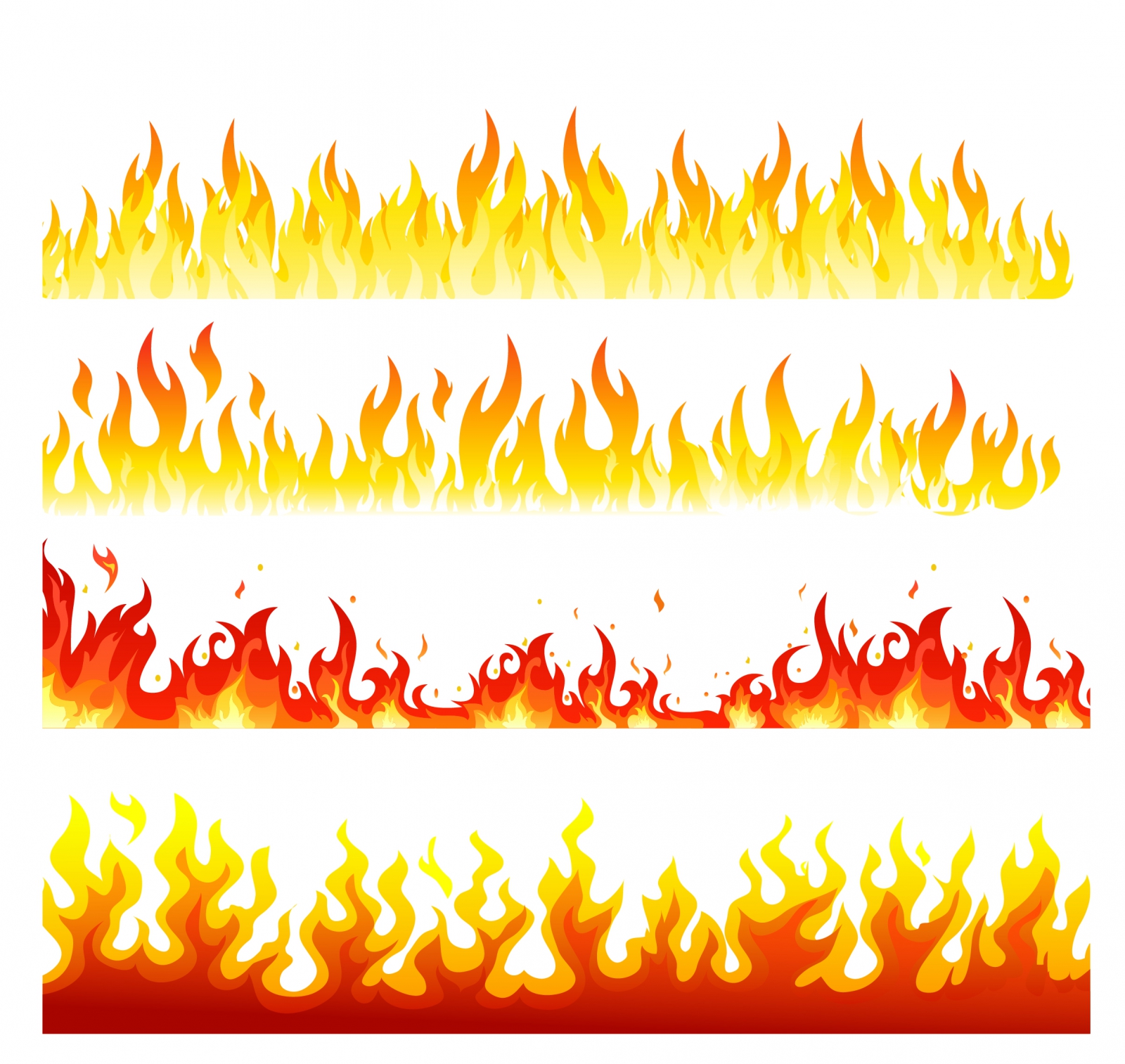 Realistic fire flames clipart.