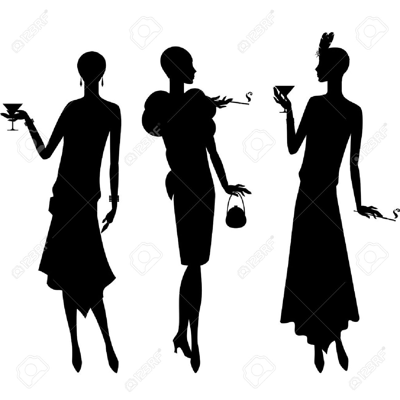 flapper silhouette pattern clipart - Clipground