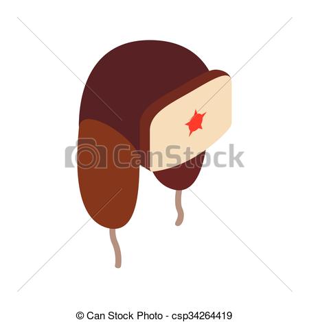 Vector Clip Art of Hat with ear flaps isometric 3d icon on a white.