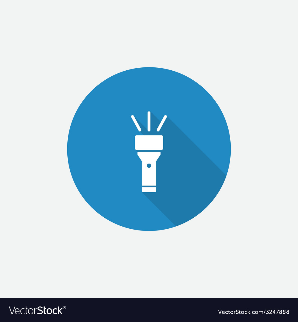 Flashlight Flat Blue Simple Icon with long shadow.