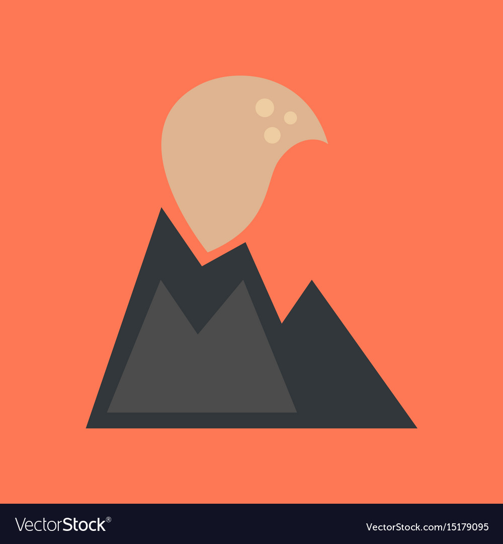 Flat icon on stylish background volcano erupting.