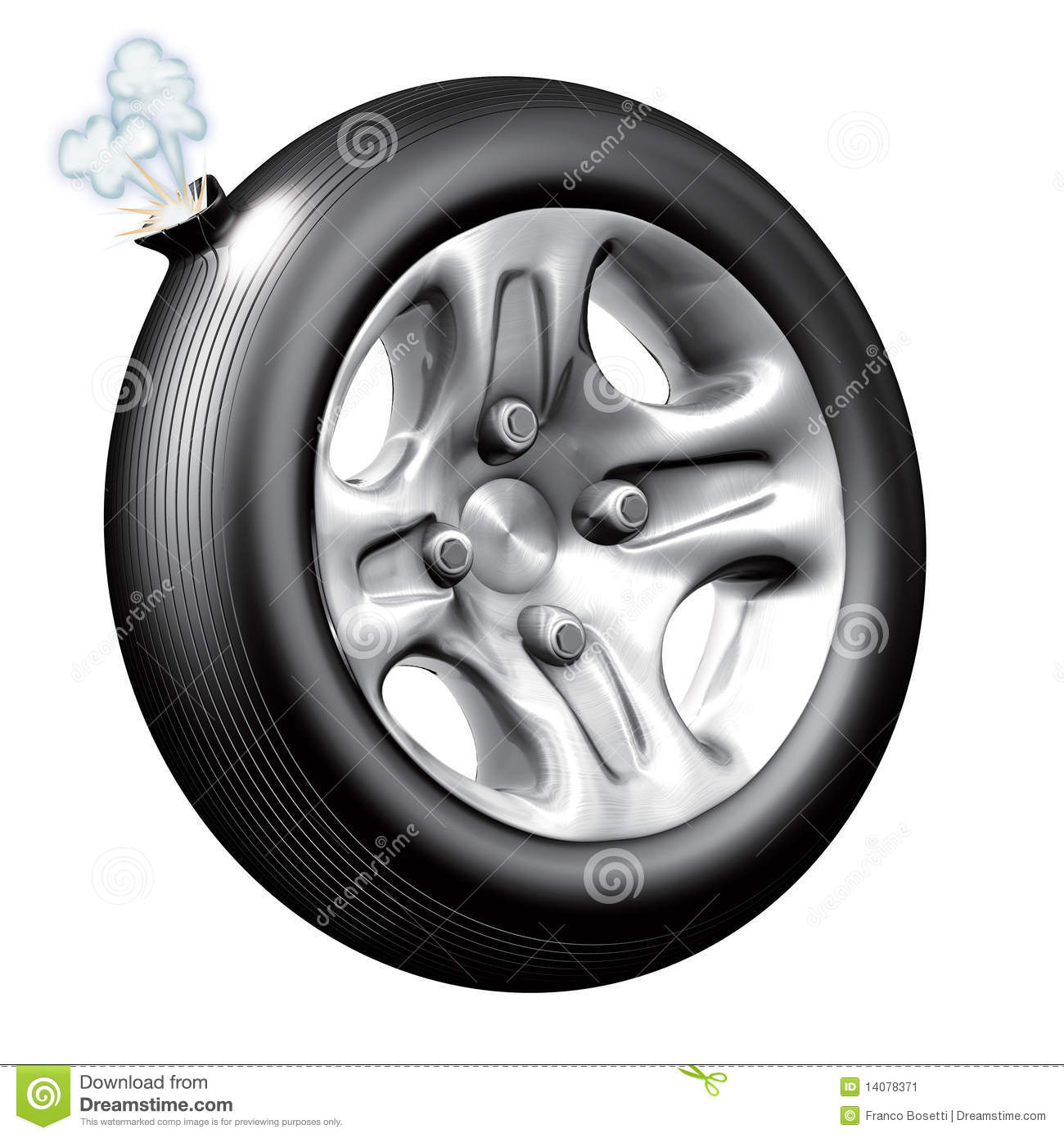 Flat Tire Stock Illustrations.