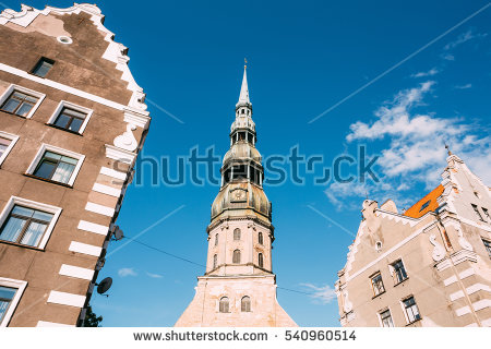 Two Steeple Church With Blue Sky Stock Photos, Royalty.