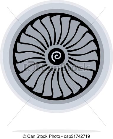 Vectors Illustration of Jet engine turbine blades illustration.