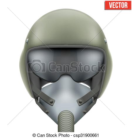 Clip Art Vector of Military flight fighter pilot helmet. Vector.