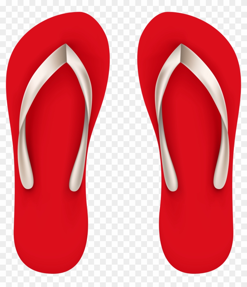 Red Beach Flip Flops Png Vector Clipart.