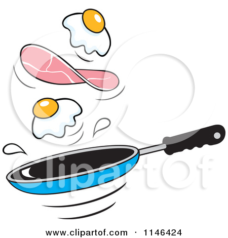 Flipping food in a pan clipart.