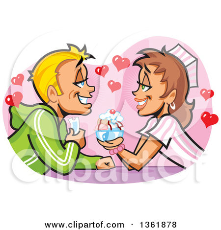 Clipart of a Cartoon Young Blond Caucasian Man Holding a Movie.