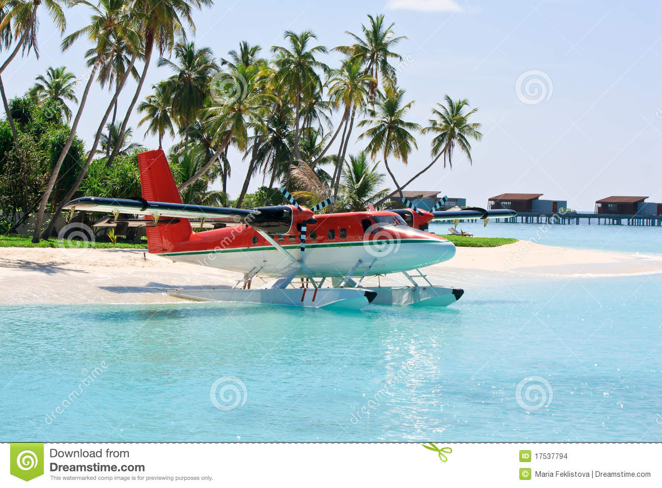Seaplane Near Tropical Island Stock Images. Seaplane Near Tropical Island Stock Images.