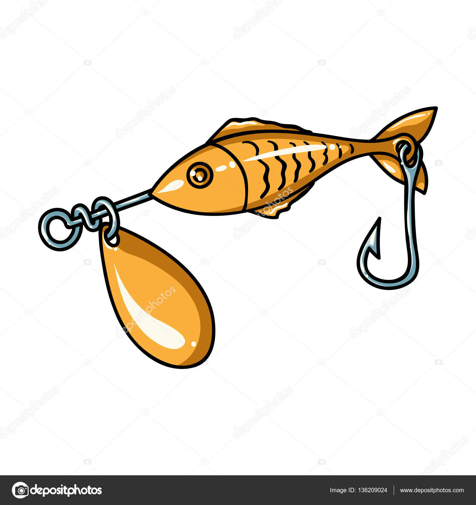 Icono de cebo de pesca en estilo de dibujos animados aislado sobre.
