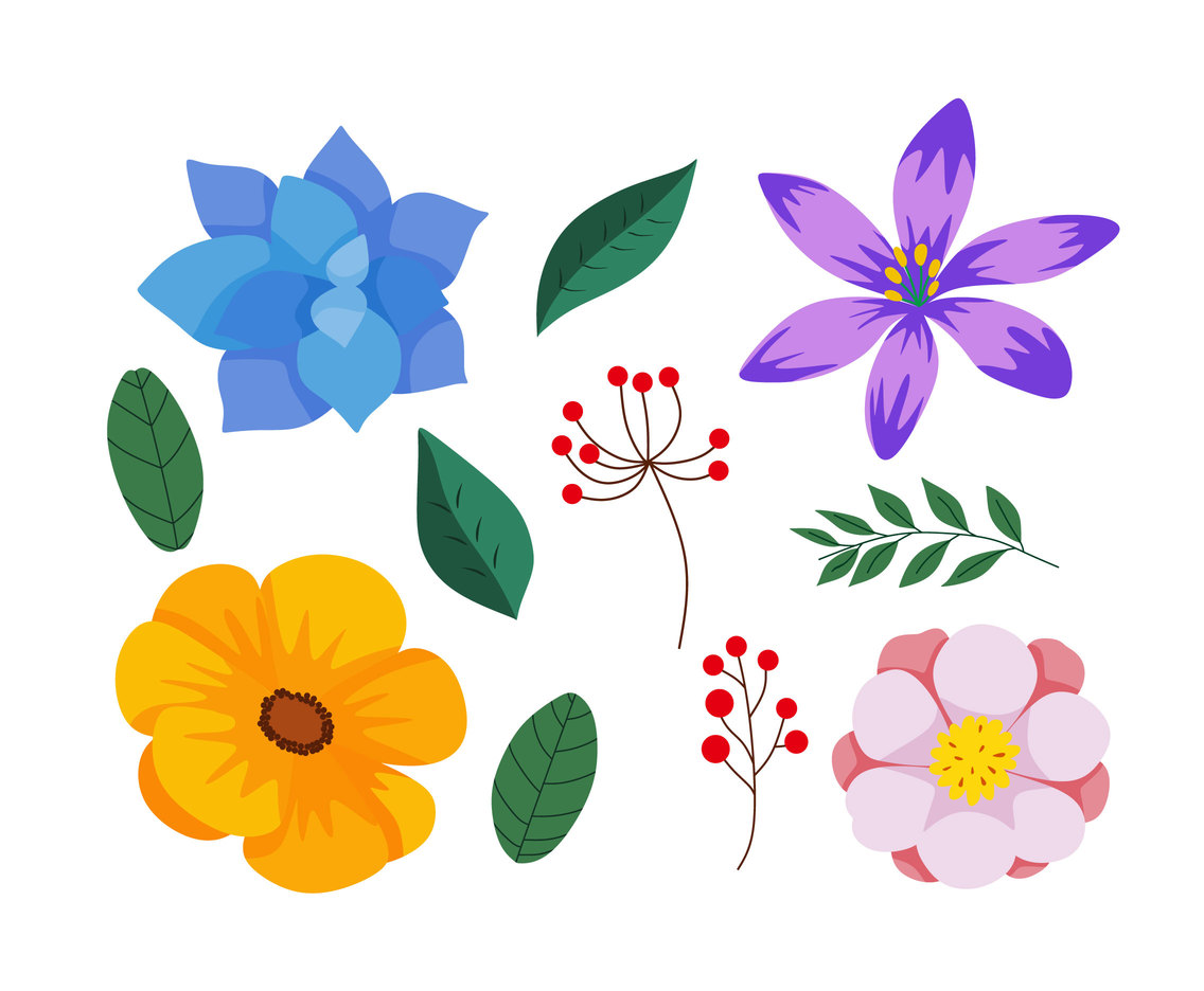 Colorful Flowers Clipart Vector Vector Art & Graphics.