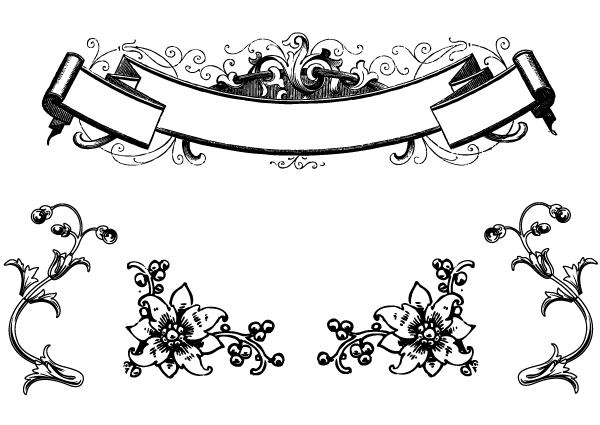 Free Antique Floral Ornaments and Scroll Clip Art.