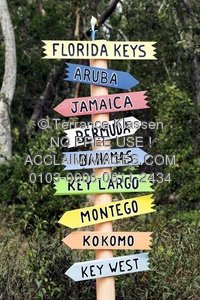 Photo of a multiple directional sign in the Florida Keys USA.