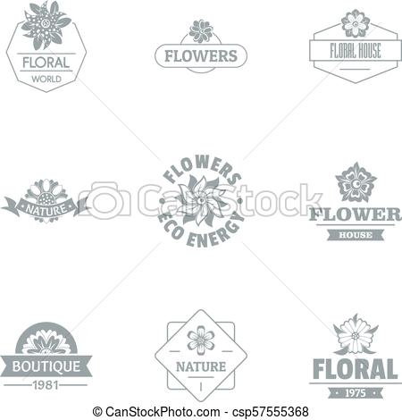 Florist logo set, simple style.