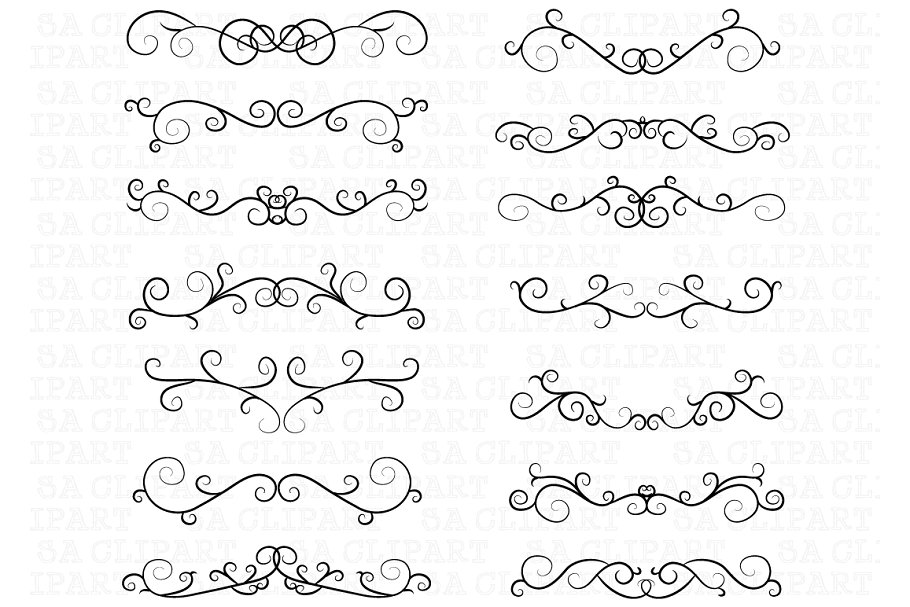 Flourish Swirl Border Frame Clipart.