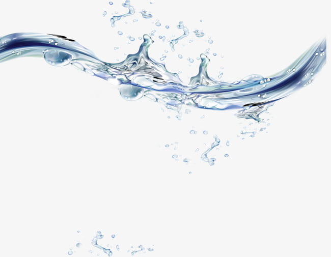 Blue water flow splash effect element PNG clipart.