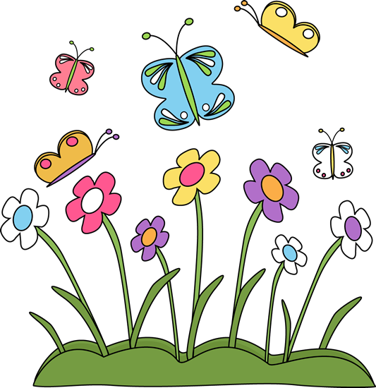 Spring flower and butterfly clipart.