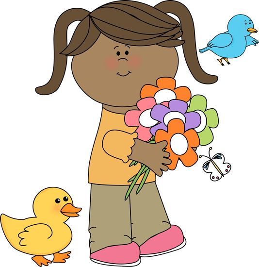 Holding flowers clipart.