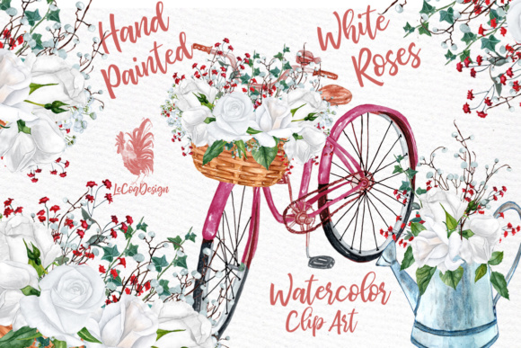 Watercolor roses clipart White flowers clipart White Roses clipart Wedding  invitation DIY invites.