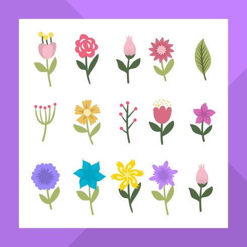 Flat Modern Flower Clipart Collection.