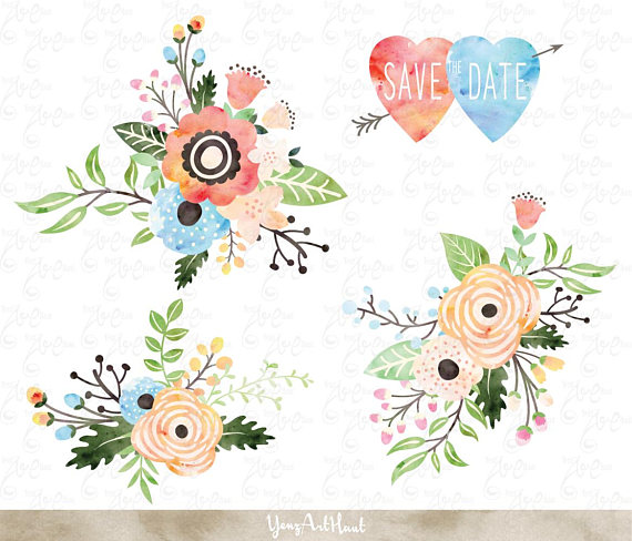 Watercolor Flowers Clipart pack \