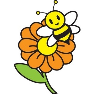 Honey bee on flower clipart.