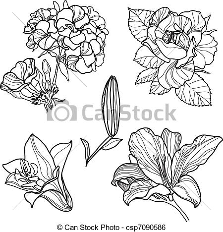 Clip Art Vector of Set of floral design elements (from my big.