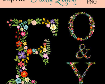 Monogram Floral Letters Digital letters Clip art by ArtDownload.