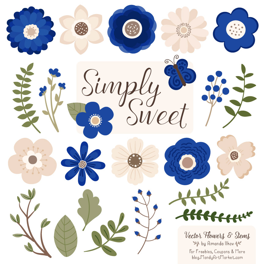 Royal Blue Flower Clipart.