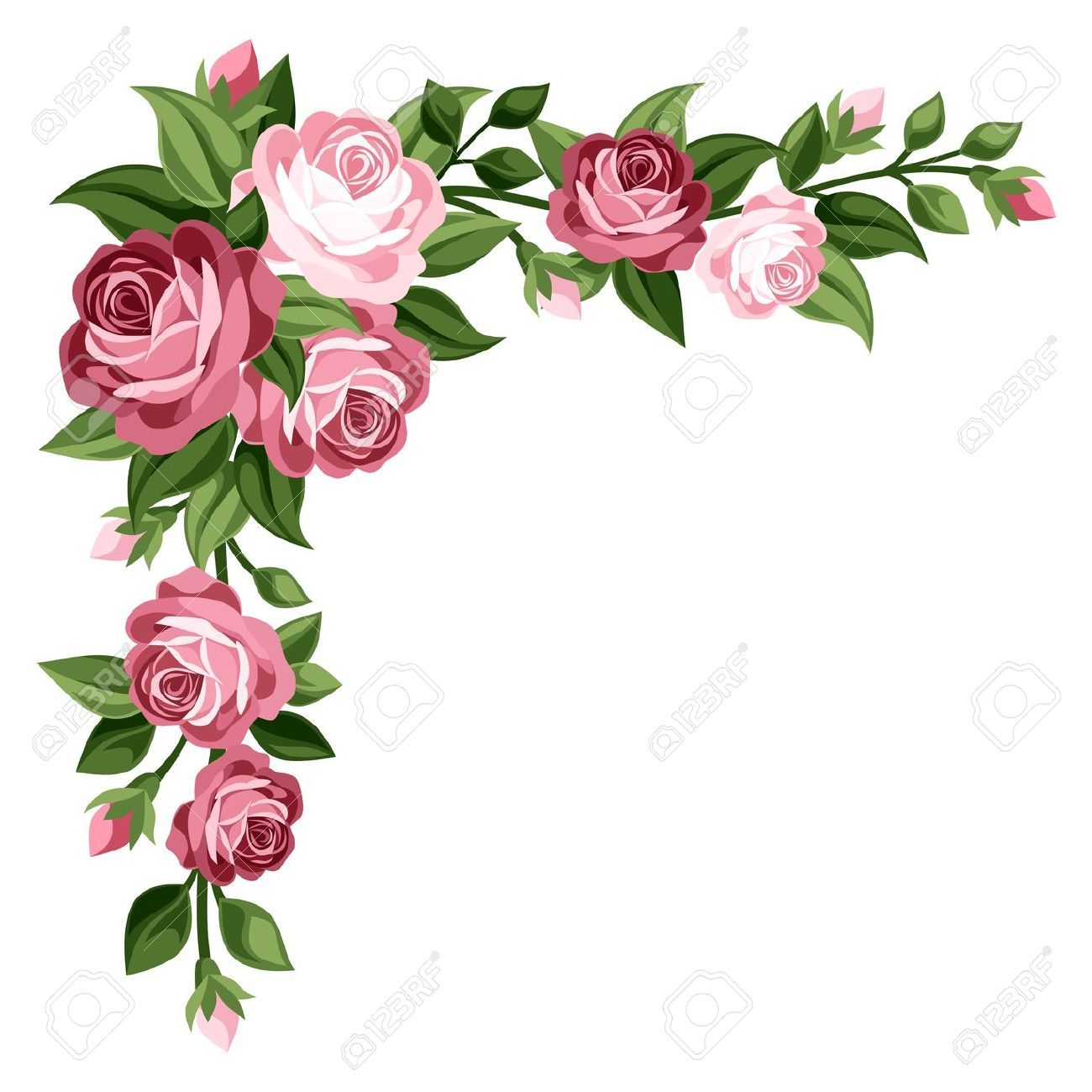 Rose Flower Border Clipart.
